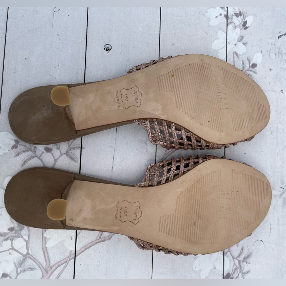 Stuart Weitzman Braided Tan Slide Mules with Tassel Detail - Picture 5 of 5